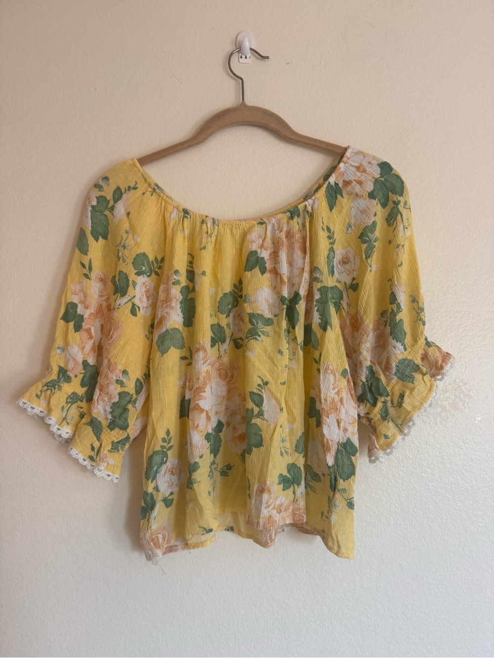 Laura Ashley Yellow Floral Peasant Blouse